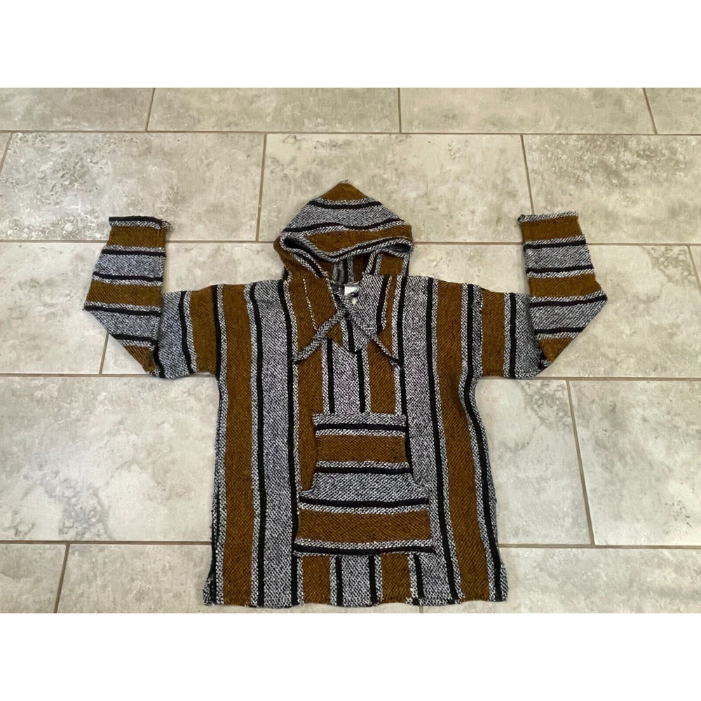 Striped Brown and Gray Men's Hoodie - Picture 3 of 7